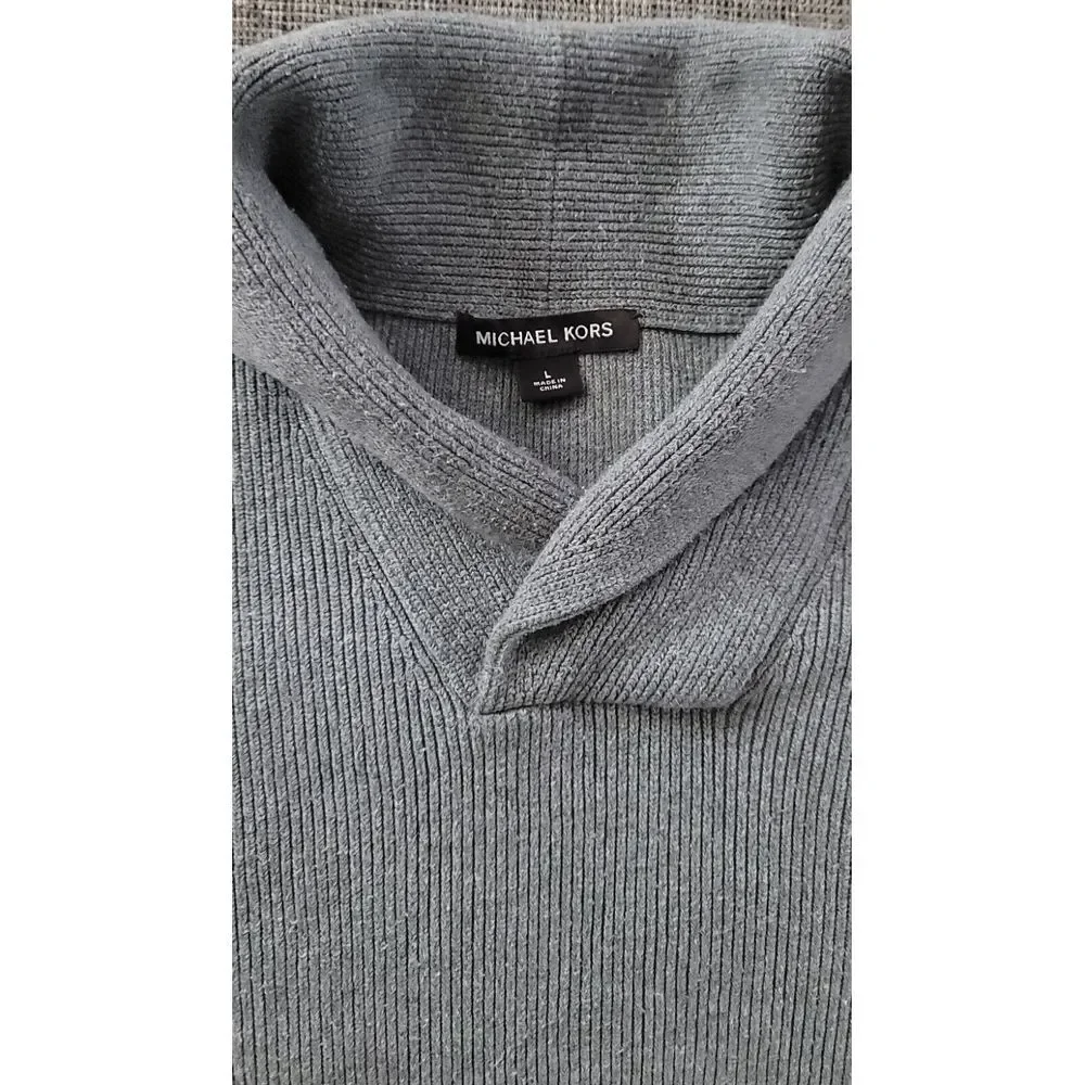 Michael‎ Kors Men's Ash Melange Shawl Collar Cotton Sweater Size Large